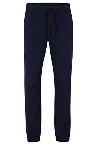 HUGO Herren Davidon224D Slim-Fit Chino aus elastischer Baumwoll-Gabardine mit Beinbündchen Dunkelblau 33/32 von HUGO