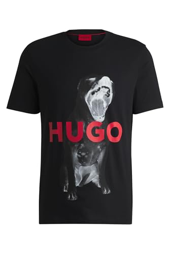 HUGO Herren Dayaking Regular-Fit T-Shirt aus Baumwoll-Jersey mit Tier-Grafik Schwarz002 M von HUGO