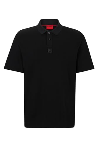 HUGO Herren Deabono Poloshirt aus Interlock-Baumwolle mit Stack-Logo Schwarz L von HUGO