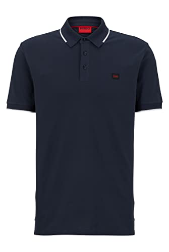 HUGO Herren Deresino232 Slim-Fit Poloshirt aus Baumwoll-Piqué mit Logo-Label Dunkelblau S von HUGO