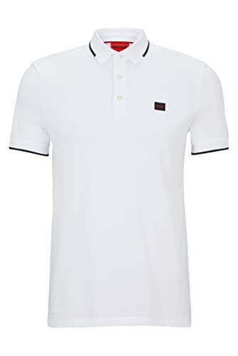 HUGO Herren Deresino232 Slim-Fit Poloshirt aus Baumwoll-Piqué mit Logo-Label Weiß XL von HUGO