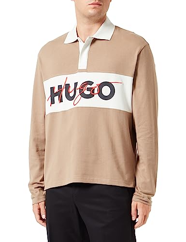 HUGO Herren Dilvret Poloshirt aus Baumwoll-Jersey mit doppeltem Logo Hellbraun L von HUGO