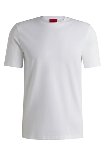 HUGO Herren Dimerstee Slim-Fit T-Shirt aus merzerisiertem elastischem Baumwoll-Piqué Weiß M von HUGO