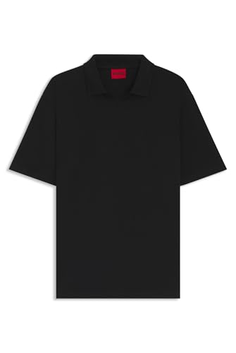 HUGO Herren Dimersve Relaxed-Fit Poloshirt aus merzerisiertem Stretch-Baumwoll-Piqué Schwarz001 XL von HUGO