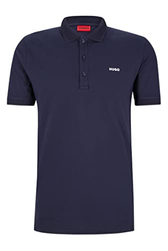 HUGO Herren Dinos223 Poloshirt aus Stretch-Baumwolle mit kontrastfarbenem Logo Dunkelblau M von HUGO