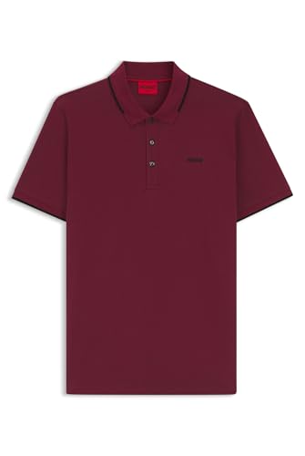 HUGO Herren Dinoso222 Slim-Fit Poloshirt aus Stretch-Baumwolle mit Logo-Print Dunkelrot L von HUGO