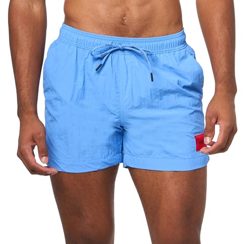 HUGO Herren Dominica Patch Logo Quick Dry Badehose, Granada Himmelblau, Large von HUGO