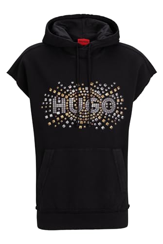 HUGO Herren Dook Ärmelloser Hoodie aus Baumwolle mit Artwork in Nieten-Optik Schwarz M von HUGO