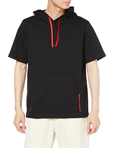 HUGO Herren Dorlio Relaxed-Fit Kurzarm-Hoodie mit Logo-Tape Schwarz M von HUGO