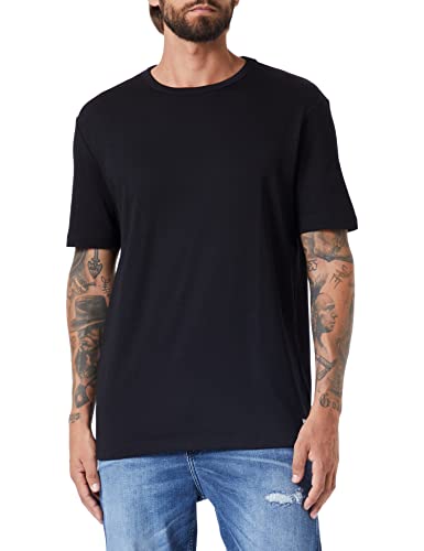 HUGO Herren Dozy Regular-Fit T-Shirt aus Pima-Baumwolle mit Kontrast-Logo Schwarz XL von HUGO