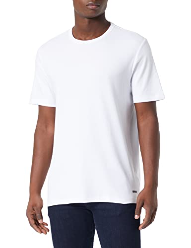 HUGO Herren Dozy Regular-Fit T-Shirt aus Pima-Baumwolle mit Kontrast-Logo Weiß XS von HUGO
