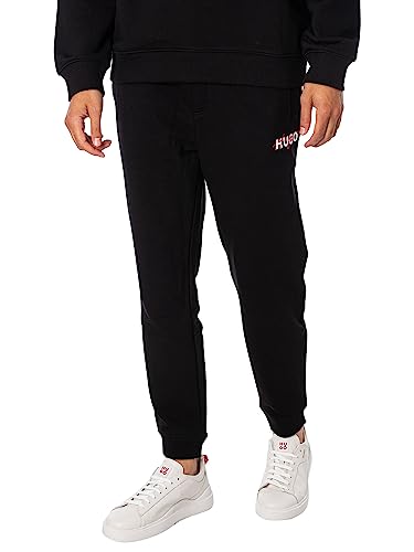 HUGO Herren Drokko Jogginghose mit Monogramm-Print und gestreiftem Tape Schwarz S von HUGO