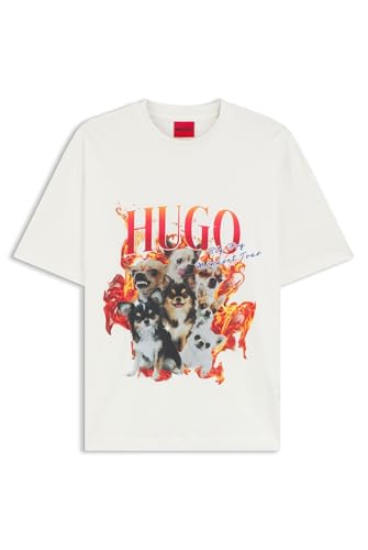 HUGO Herren Dugie Oversized T-Shirt aus Baumwolle mit Hunde-Grafik Natur L HUGO Herren Dugie Oversized T-Shirt aus Baumwolle mit Hunde-Grafik Natur L von HUGO