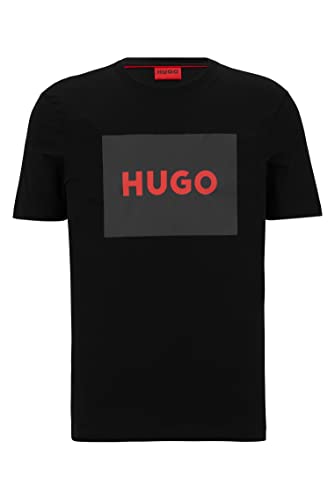 HUGO Herren Dulive222 T-Shirt aus Baumwoll-Jersey mit Rundhalsausschnitt und Box-Logo Schwarz M von HUGO