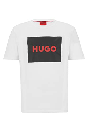 HUGO Herren Dulive222 T-Shirt aus Baumwoll-Jersey mit Rundhalsausschnitt und Box-Logo Weiß XXL von HUGO