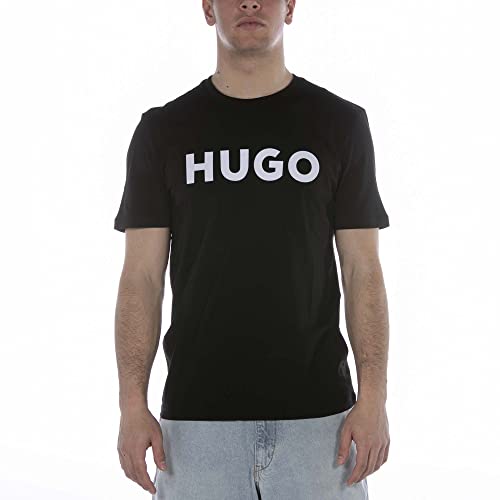 HUGO Herren Dulivio Regular-Fit T-Shirt aus Baumwoll-Jersey mit Kontrast-Logo Schwarz XXL von HUGO