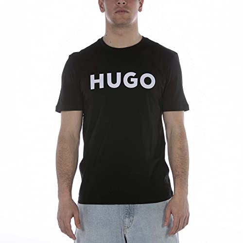 HUGO Herren Dulivio Regular-Fit T-Shirt aus Baumwoll-Jersey mit Kontrast-Logo Schwarz M von HUGO