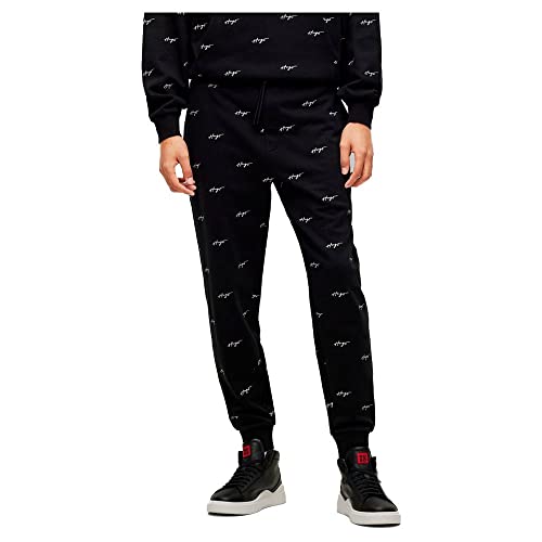 HUGO Herren Duritiba Jogginghose aus Baumwoll-Terry mit handgeschriebener Logo-Stickerei Schwarz S von HUGO