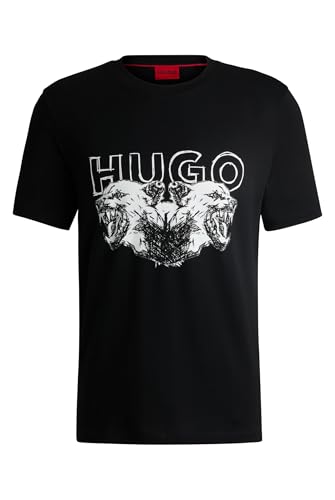 HUGO Herren Durro T-Shirt aus Baumwoll-Jersey mit Logo- und Animal-Grafik Schwarz001 M HUGO Herren Durro T-Shirt aus Baumwoll-Jersey mit Logo- und Animal-Grafik Schwarz001 M von HUGO