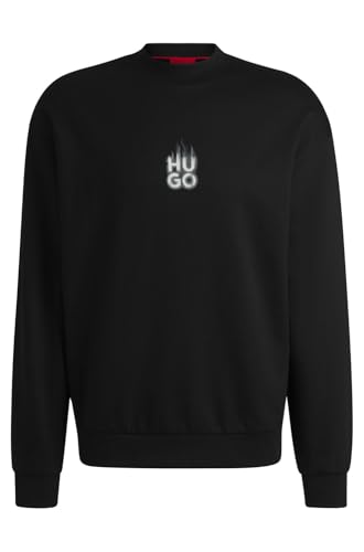 HUGO Herren Durungu Sweatshirt aus Baumwoll-Terry mit Smoke-Stack-Logos Schwarz001 XL von HUGO