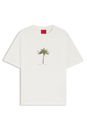 HUGO Herren Duwom T-Shirt aus Baumwoll-Jersey mit Palmen-Print Natur S HUGO Herren Duwom T-Shirt aus Baumwoll-Jersey mit Palmen-Print Natur S von HUGO