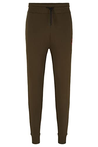 HUGO Herren Dyssop Jogginghose aus Baumwoll-Terry mit rot eingerahmtem Logo Dunkelgrün XS von HUGO