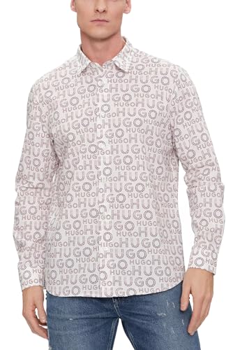 HUGO Herren Emero Shirt, Open White199, L EU von HUGO