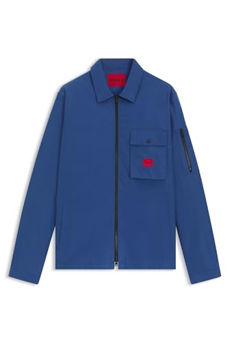 HUGO Herren Emmond Canvas-Overshirt aus Baumwoll-Mix mit Reißverschluss und Logo-Label Blau XL von HUGO