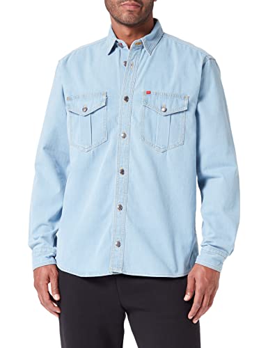 HUGO Herren Enio Relaxed-Fit Hemd aus gebleichtem Baumwoll-Denim Hellblau XL von HUGO