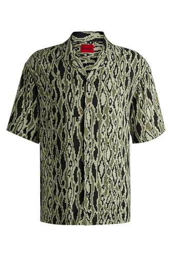 HUGO Herren Espino Oversized Hemd aus Popeline mit Python-Print Hellgrün XL von HUGO