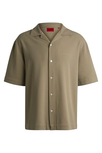 HUGO Herren Espino Oversized Hemd aus Strukturiertem Jersey Hellgrün XL von HUGO