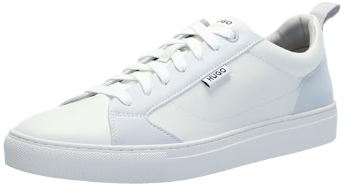 HUGO Herren Essential Two Tone Suede Low Top Sneaker, Perlgrau/Weiß, 47 EU von HUGO