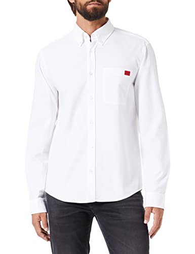 HUGO Herren Evito Slim-Fit Hemd aus Oxford-Baumwolle mit Button-Down-Kragen Weiß S von HUGO