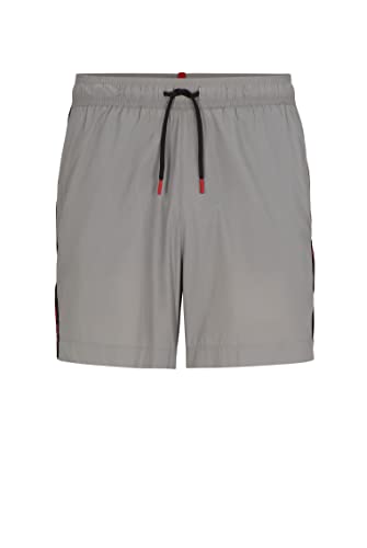 HUGO Herren FAB Badeshorts mit durchgehendem Innenfutter und Logo-Tape Grau L von HUGO