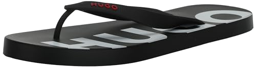 HUGO Herren Flip-Flops mit großem Logo Flipflop, Schwarz-Black Pepper, 43 EU von HUGO