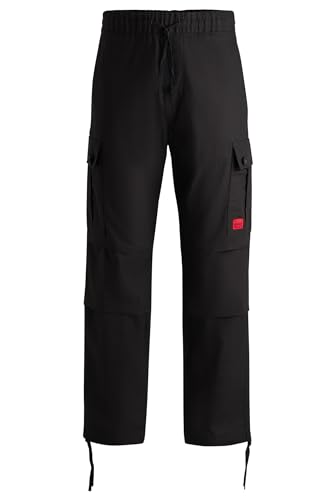 HUGO Herren Garlo233 Regular-Fit Cargohose aus Ripstop-Baumwolle Schwarz001 50 von HUGO