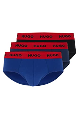 HUGO Herren HIPBRIEF TRIPLETPACK Dreier-Pack Slips aus Stretch-Baumwolle mit Logo am Bund Gemustert M von HUGO