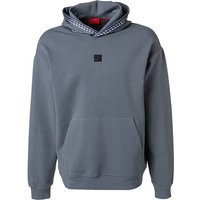 HUGO Herren Hoodie blau Baumwolle unifarben von HUGO