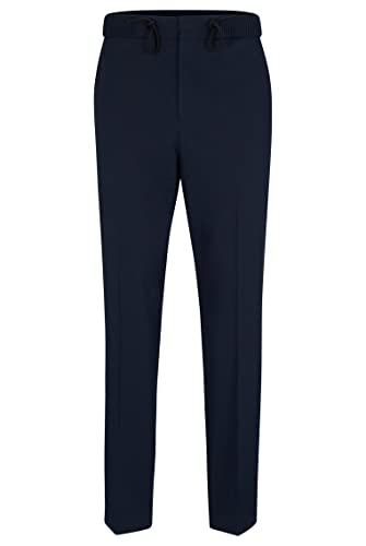 HUGO Herren Howie232X Extra Slim-Fit Hose aus Stretch-Baumwolle mit Tunnelzugbund Dunkelblau 56 von HUGO