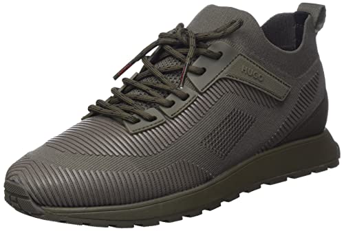 HUGO Herren Icelin_Runn_rkn A Sneaker, Dark Green303, 44 EU von HUGO