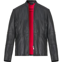 HUGO Herren Lederjacke schwarz unifarben von HUGO