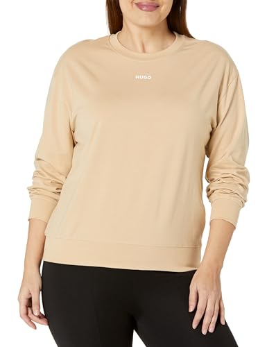 HUGO Herren Jersey Mittel-Logo, lockere Passform Sweatshirt, Safari Sand, Small von HUGO