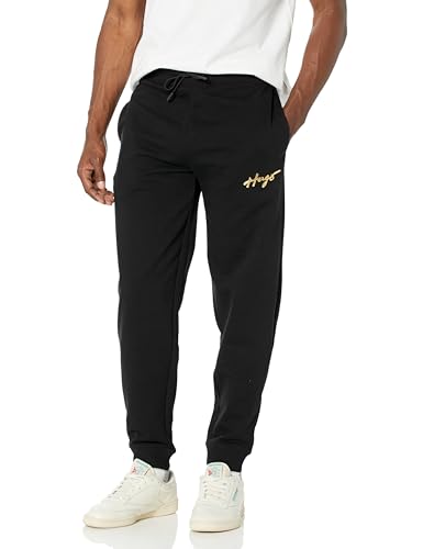 HUGO Herren Jogginghose aus Baumwollmischung mit Script-Logo Lässige Hose, Black Storm, Groß von HUGO