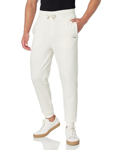 HUGO Herren Jogginghose mit Hit-Logo, French Terry mit Bündchen Trainingshose, Whisper Cream, Groß von HUGO