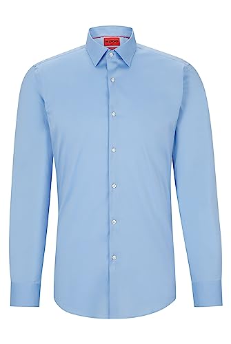 HUGO Herren Kenno Slim-Fit Hemd aus Baumwoll-Mix mit Popeline-Struktur Hellblau 45 von HUGO