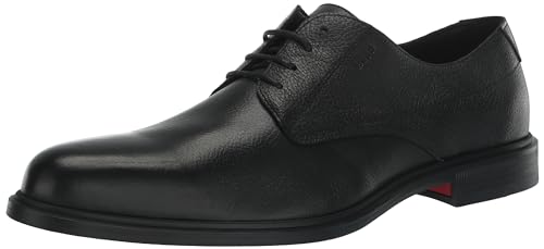 HUGO Herren Kerr Derby-Schuh aus genarbtem Leder Oxford, Stormy Black, 47 EU von HUGO