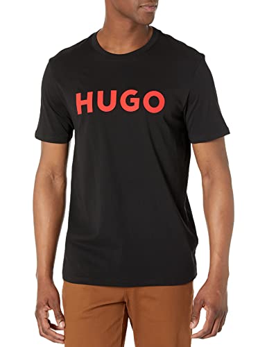 HUGO Herren Kurzärmliges aufgedrucktem Logo T-Shirt, Schwarz, L von HUGO