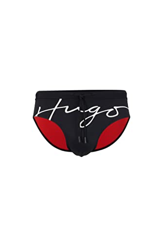 HUGO Herren Laguna Badehose aus Single Jersey mit handgeschriebenem Logo Schwarz M von HUGO