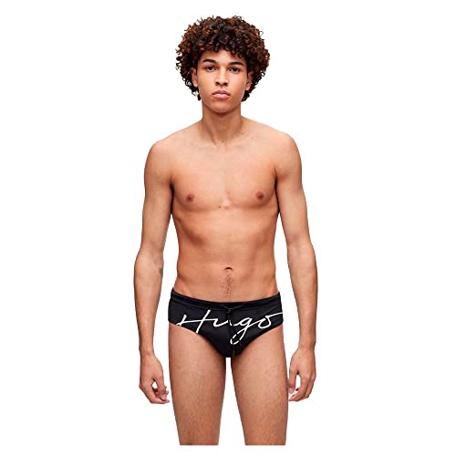 HUGO Herren Laguna Badehose aus Single Jersey mit handgeschriebenem Logo Schwarz M von HUGO