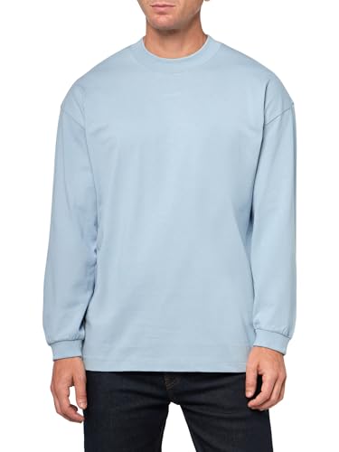 HUGO Herren-Langarmshirt mit Stehkragen und Logo in der Mitte, Dust Blue, Klein von HUGO